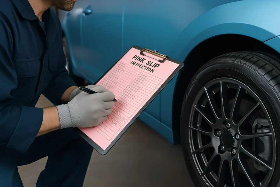 Mechanic performing a NSW pink slip inspection in Brookvale