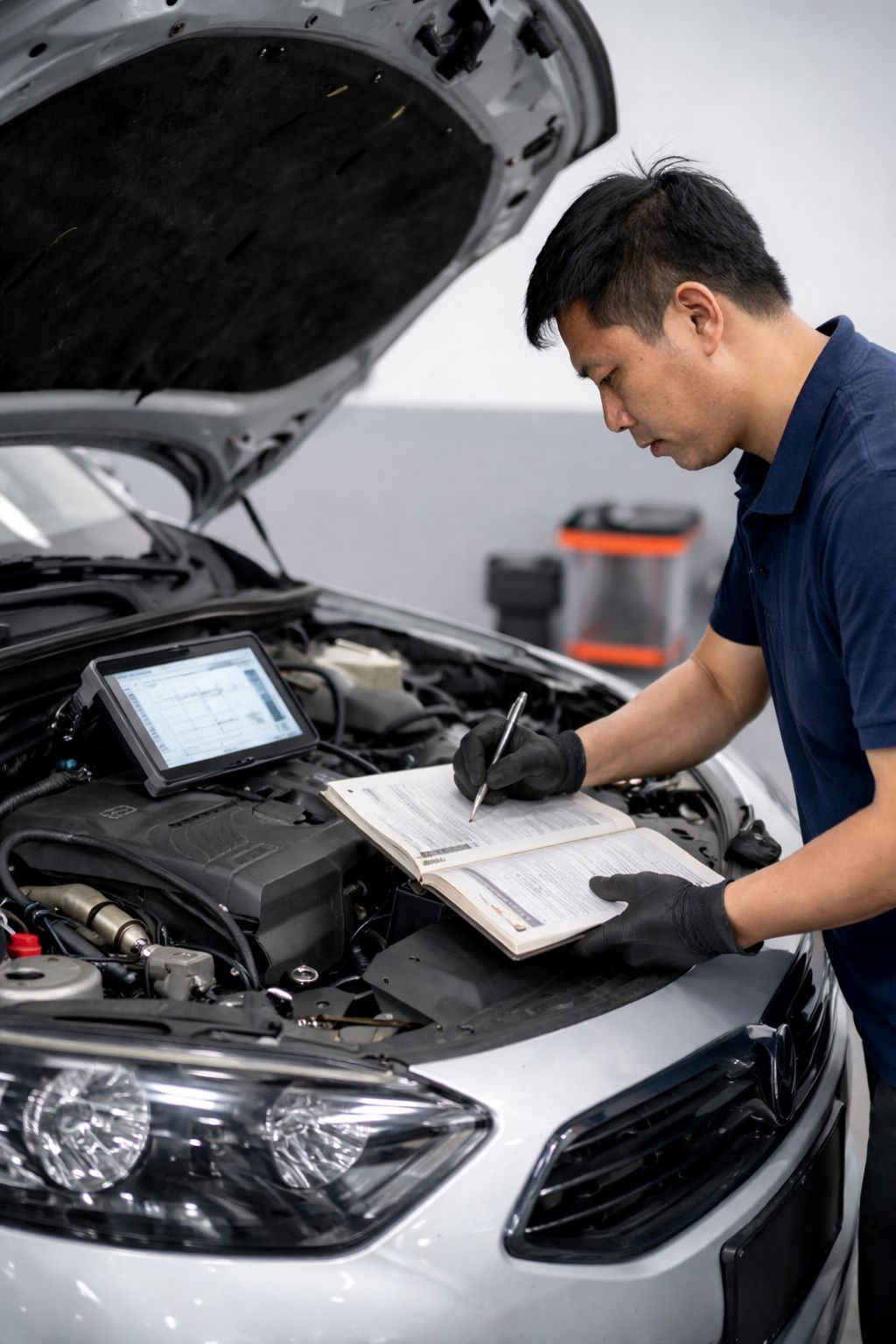 Logbook car servicing performed by qualified mechanic