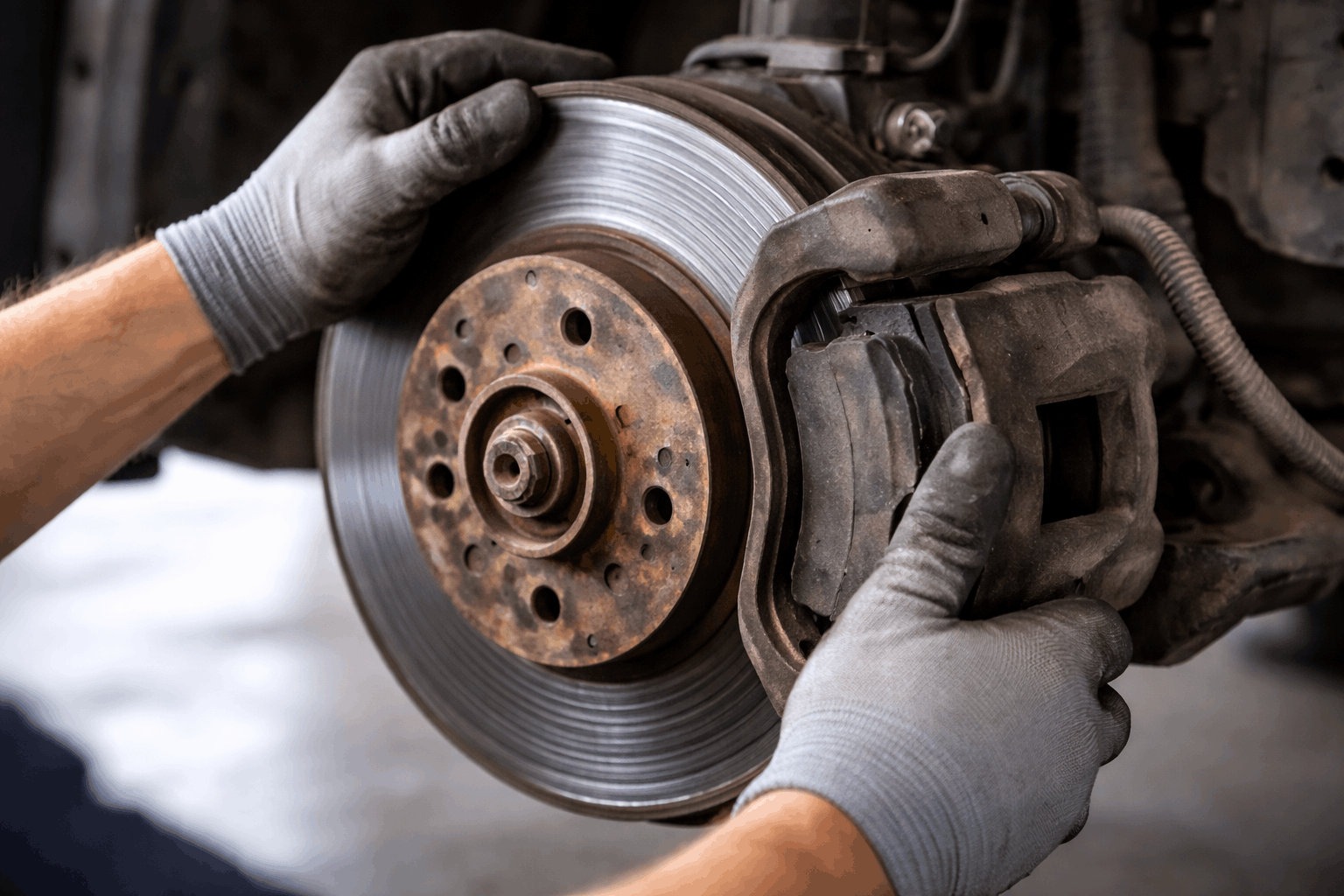 Steering wheel shaking when braking due to worn brake components