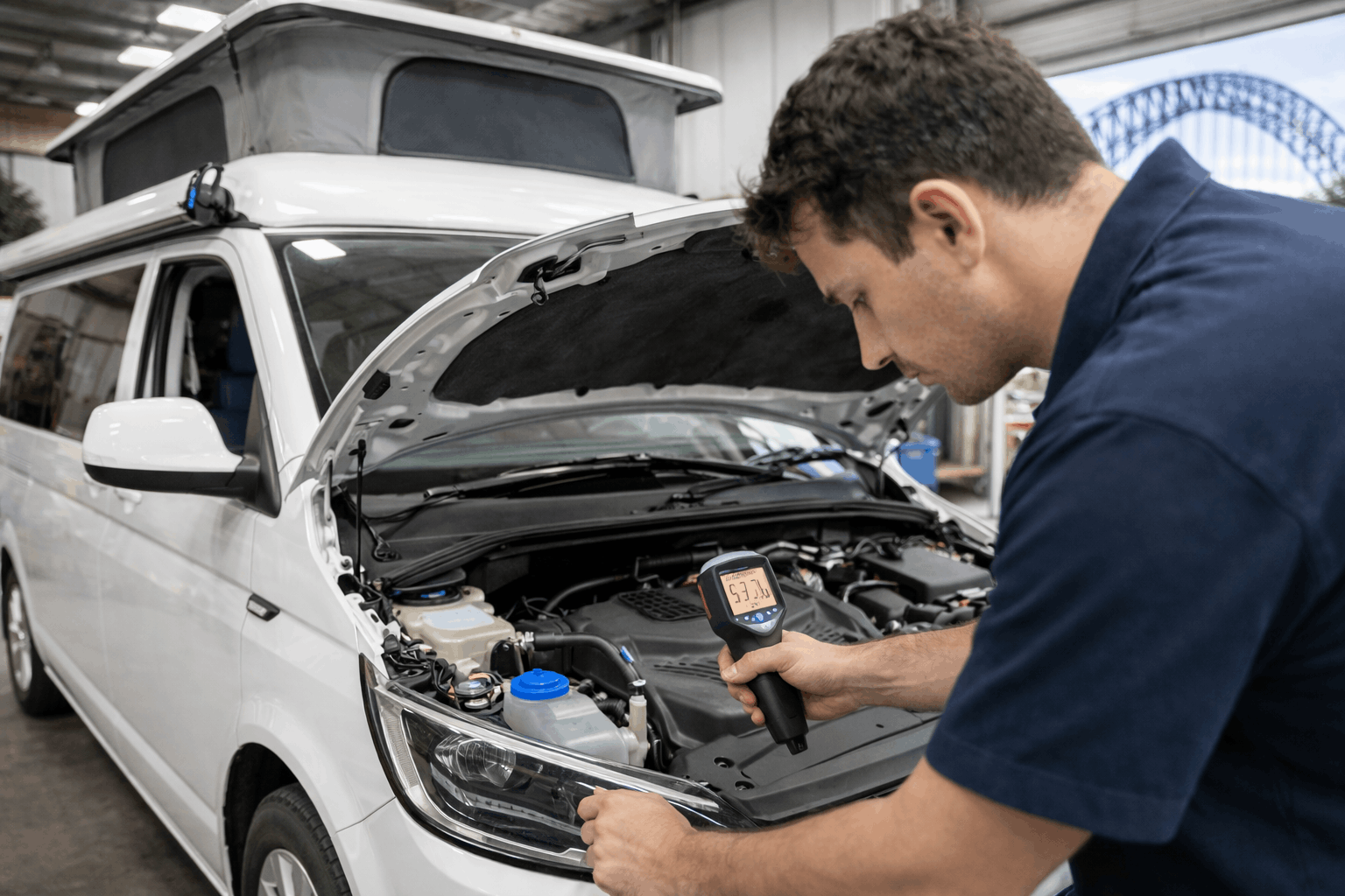 Checking campervan cooling system for overheating prevention