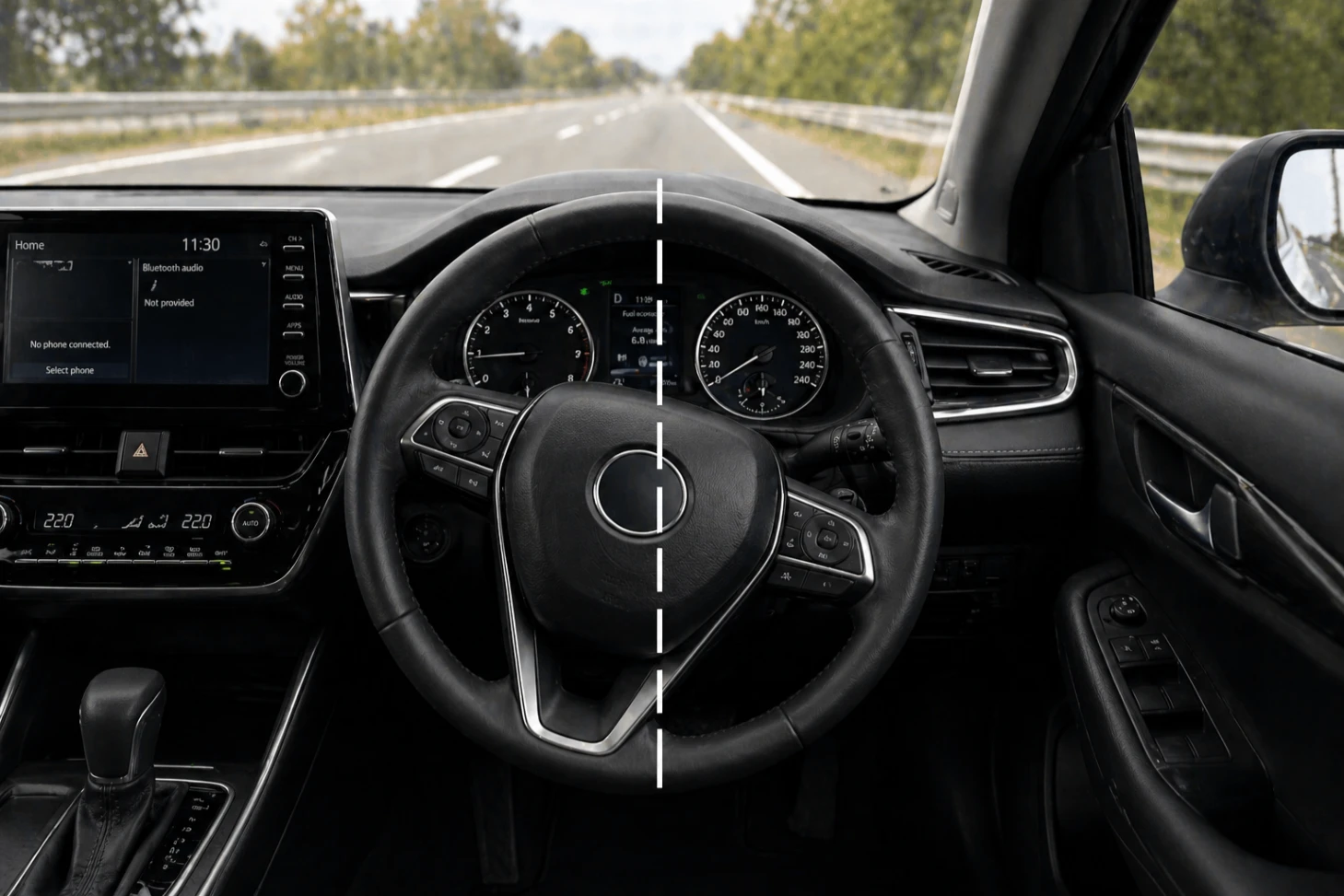 off-centre-steering-wheel-alignment-problem - Warringah Brake & Clutch Centre – Clutches, Brakes, Rotors Steering wheel not centred indicating alignment issue