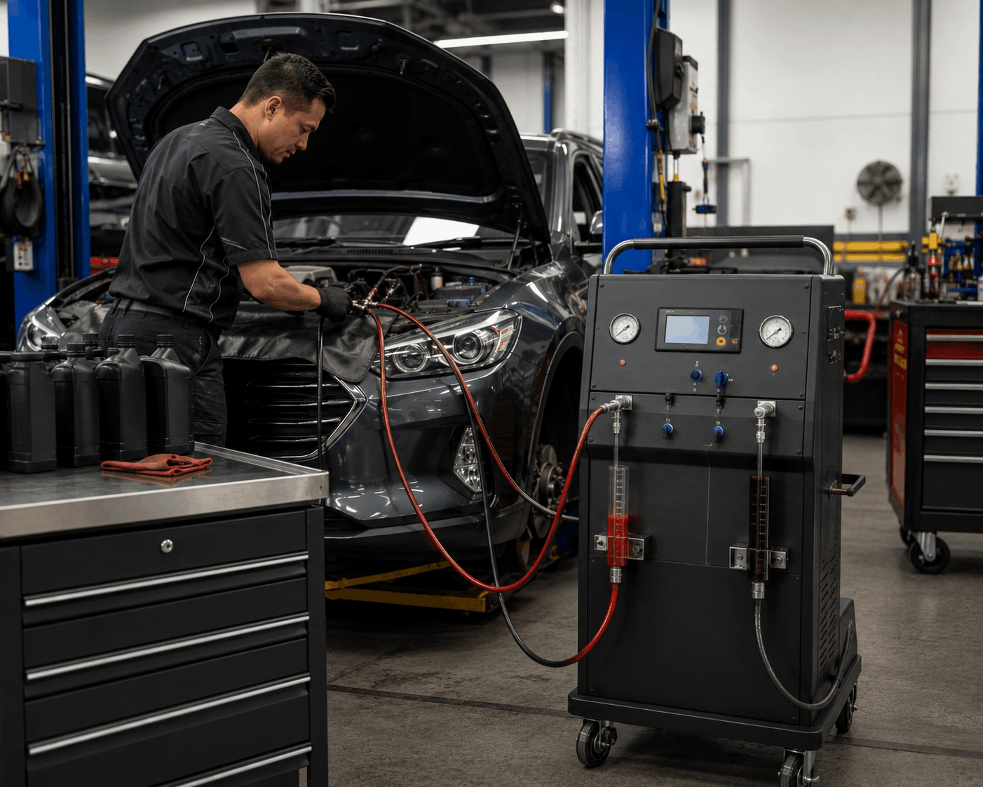 - Warringah Brake & Clutch Centre – Clutches, Brakes, Rotors A professional automatic transmission flush being performed at a Sydney workshop to replace old gearbox fluid.